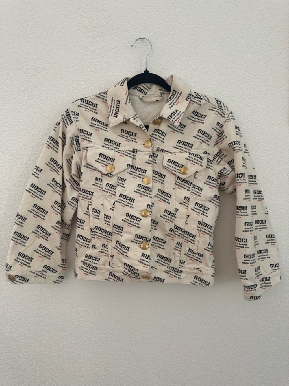 2018 GUCCI GUCCIFY CREAM HYPNOTISM DENIM JEAN JACKET XS 38 US2